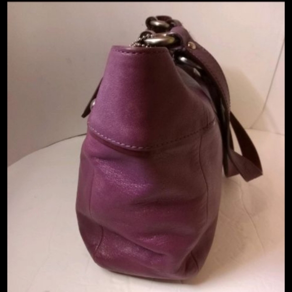 Coach East West Purse Tote Bag Womens Purple Medium F15235 Studded Leather Y2K - Picture 6 of 10